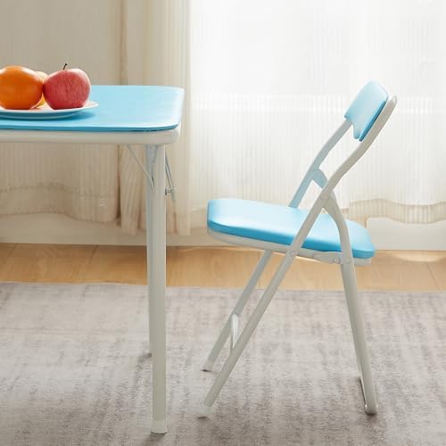 24'' Kids Folding Activity Card Table, with Ultra Soft Padded Tabletop, 1 Piece, Blue & White, alternate view 5