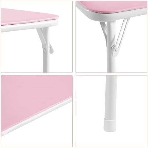 24'' Kids Folding Activity Card Table, with Ultra Soft Padded Tabletop, 1 Piece, Pink in Pink, alternate view 4