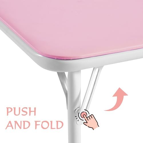24'' Kids Folding Activity Card Table, with Ultra Soft Padded Tabletop, 1 Piece, Pink in Pink, alternate view 5