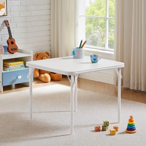 24'' Kids Folding Activity Card Table, with Ultra Soft Padded Tabletop, 1 Piece, White in White, alternate view 2