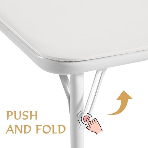 24'' Kids Folding Activity Card Table, with Ultra Soft Padded Tabletop, 1 Piece, White in White, alternate view 5