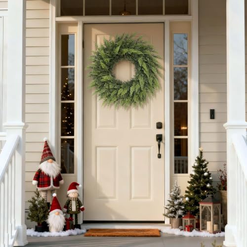 24" Lifelike Touch Artificial Christmas Cedar Wreath for Front Door Decor, alternate view 5