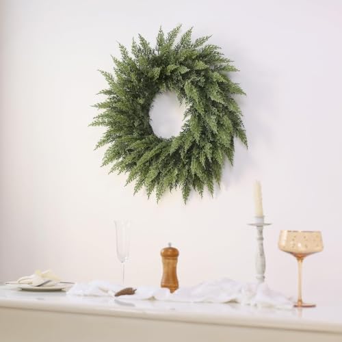 24" Lifelike Touch Artificial Christmas Cedar Wreath for Front Door Decor, alternate view 6