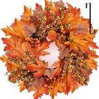 24 lnch Artificial Fall Wreath for Front Door Autumn Wreath with Hanger