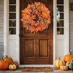 24 lnch Artificial Fall Wreath for Front Door Autumn Wreath with Hanger, alternate view 3