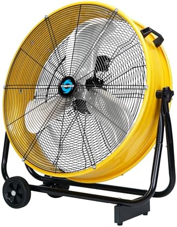 24" Metal Drum Fan - High Velocity, 7700 CFM, 3-Speed, Heavy Duty for Industrial & Commercial Use, 1/3 HP Motor