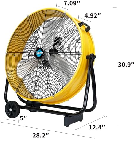 24" Metal Drum Fan - High Velocity, 7700 CFM, 3-Speed, Heavy Duty for Industrial & Commercial Use, 1/3 HP Motor, alternate