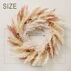 24'' Neutral Fall Pampas Wreath with Lights for Front Door in Orange and Gold, alternate view 5