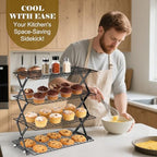24% OFF 4 Tier Collapsible Cooling Rack - Adjustable Black Stainless Steel Baking Rack with Mesh Leak Proof, alternate view 2