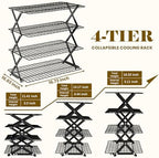 24% OFF 4 Tier Collapsible Cooling Rack - Adjustable Black Stainless Steel Baking Rack with Mesh Leak Proof, alternate view 3