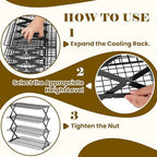 24% OFF 4 Tier Collapsible Cooling Rack - Adjustable Black Stainless Steel Baking Rack with Mesh Leak Proof, alternate view 6