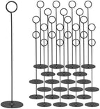 24 Pack 12 Inch Steel Place Card & Table Number Holders, Black in Black 24PK