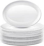 24 Pack 14" Large Serving Platters, Melamine Oval Plates Tray, White in 14 Inch in White