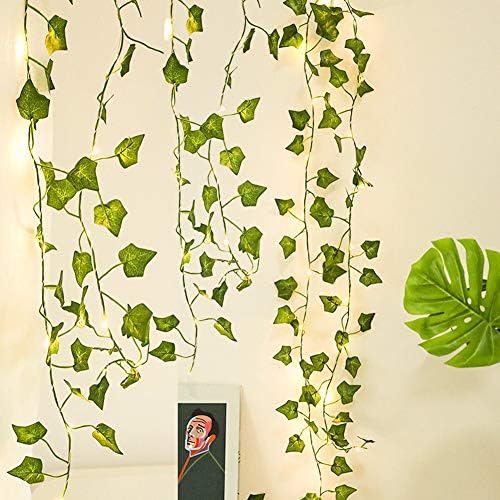 24 Pack 168Ft Artificial Ivy Garland, 200 LED Lights Fake Vines UV Resistant Greenery Leaves Fake Plants Hanging, alternate