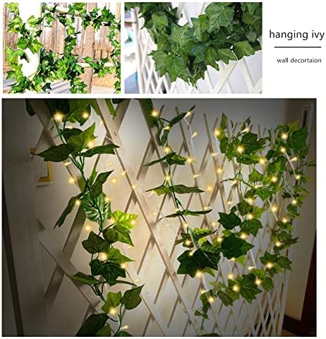 24 Pack 168Ft Artificial Ivy Garland, 200 LED Lights Fake Vines UV Resistant Greenery Leaves Fake Plants Hanging, alternate