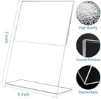 24 Pack 5 x 7 Acrylic Sign Holder, Clear Plastic Signs Display Stand, Vertical Slanted Back Paper Holder Stand, alternate