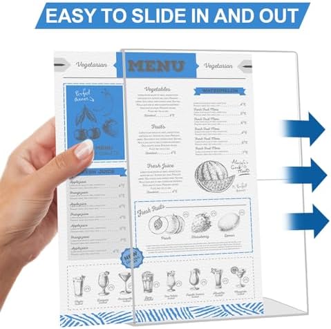 24 Pack 5 x 7 Acrylic Sign Holder, Clear Plastic Signs Display Stand, Vertical Slanted Back Paper Holder Stand, alternate