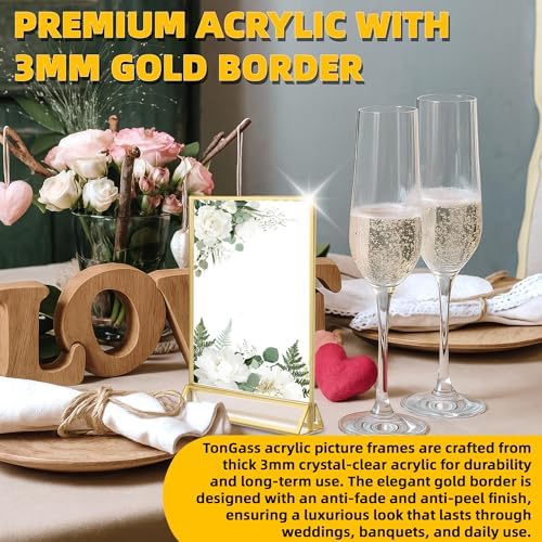 24 Pack 5"x7" Acrylic Sign Holders with 3mm Gold Border in Gold, alternate view 3