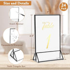 24 Pack 5x7 Inch Clear Acrylic Sign Holders, Black Border Double-Sided Vertical Picture Frames & Display Stands, alternate