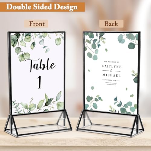24 Pack 5x7 Inch Clear Acrylic Sign Holders, Black Border Double-Sided Vertical Picture Frames & Display Stands, alternate
