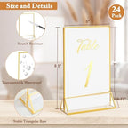 24 Pack 5x7 Inch Clear Acrylic Sign Holders, Gold Border Double-Sided Vertical Picture Frames & Display Stands, alternate