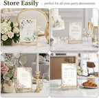 24 Pack Acrylic Sign Holder 4 x 6, Double Sided Gold Picture Frame Stand up Table Top Sign Holders, Clear, alternate view 5