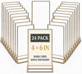 24 Pack Acrylic Sign Holder 4x6 Gold Frames, Wedding Table Number Holders Double Sided Vertical Clear Display