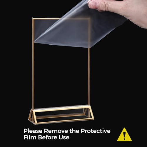 24 Pack Acrylic Sign Holder 4x6 Gold Frames, Wedding Table Number Holders Double Sided Vertical Clear Display, alternate view