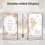 24 Pack Acrylic Sign Holder 4x6 Gold Frames, Wedding Table Number Holders Double Sided Vertical Clear Display, alternate view