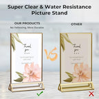 24 Pack Acrylic Sign Holder 4x6 Gold Frames, Wedding Table Number Holders Double Sided Vertical Clear Display, alternate view