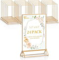 24 Pack Acrylic Sign Holder 5.5 x 8.5, Double Sided Gold Picture Frame Stand up Table Top Sign Holders, Clear