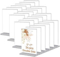 24 Pack Acrylic Sign Holder 5 x 7, Double-Sided Clear Sign Holder Plastic Stands for Display, T Shape Acrylic