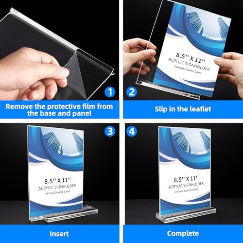 24 Pack Acrylic Sign Holder 8.5 x 11, Double-Sided Clear Sign Holder Plastic Stands for Display, T Shape Acrylic, alternate