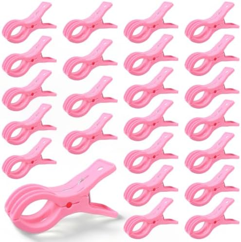 24 Pack Balloon Arch Clips for Backdrop, 3.5 Inch Pink Spring Clamps
