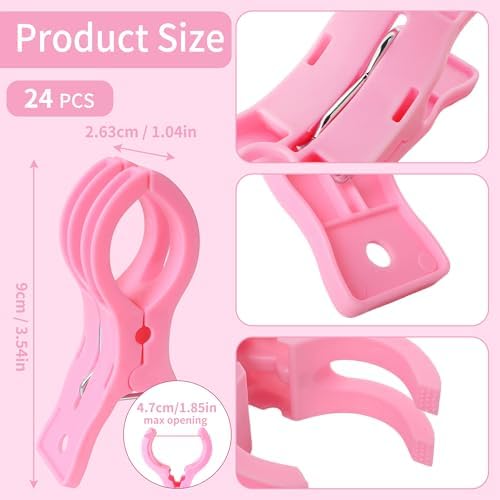 24 Pack Balloon Arch Clips for Backdrop, 3.5 Inch Pink Spring Clamps, alternate view 3