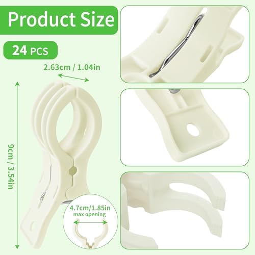 24 Pack Balloon Arch Clips for Backdrop, 3.5 Inch White Spring Clamp, alternate view 2