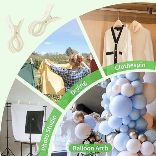 24 Pack Balloon Arch Clips for Backdrop, 3.5 Inch White Spring Clamp, alternate view 5