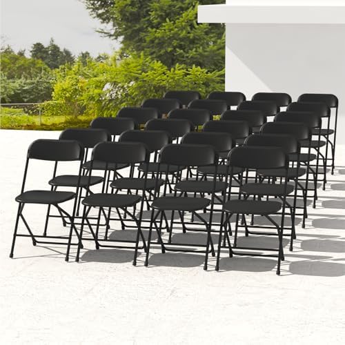 24 Pack Black Folding Chairs for School Events Wedding Party Picnic