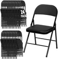 24 Pack Black Padded Folding Chairs with Metal Frame