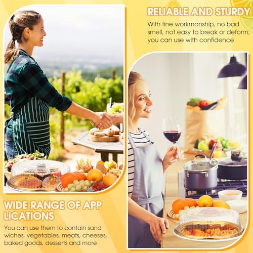 24 Pack Plastic Catering Trays with Lids, 12 Inch Round Gold in Gold, Clear, alternate view 6