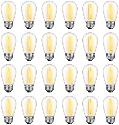 24 Pack S14 LED Outdoor String Light Bulbs, Warm White, E26 Base in Warm White