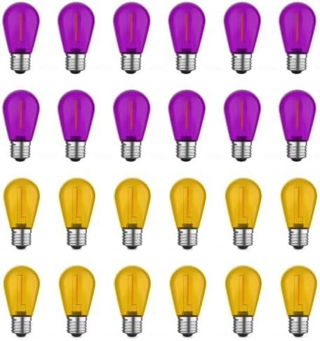 24 Pack S14 Orange and Purple Light Bulbs for String Lights