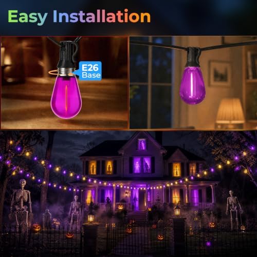 24 Pack S14 Orange and Purple Light Bulbs for String Lights, alternate view 5