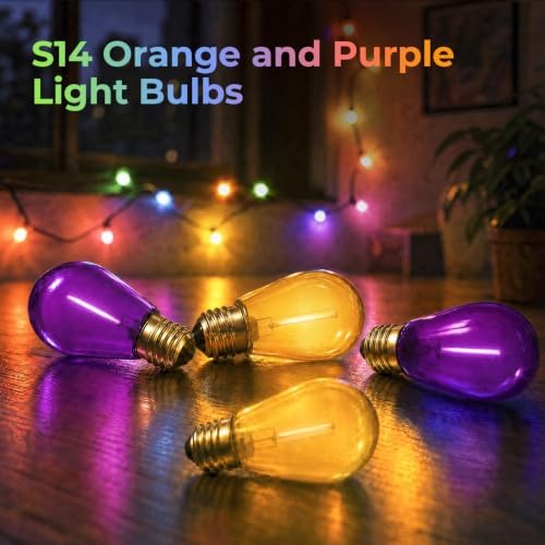 24 Pack S14 Orange and Purple Light Bulbs for String Lights, alternate view 7