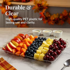 24-Pack Serving Tray - 9x13 Inches Disposable Rectangular Plastic Food Tray for Parties and Events - Clear, alternate view 3