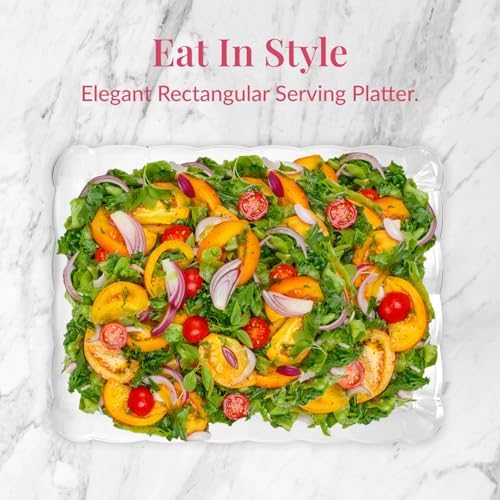24-Pack Serving Tray - 9x13 Inches Disposable Rectangular Plastic Food Tray for Parties and Events - Clear, alternate view 4