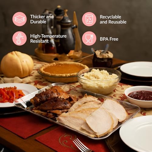 24-Pack Serving Tray - 9x13 Inches Disposable Rectangular Plastic Food Tray for Parties and Events - Clear, alternate view 5