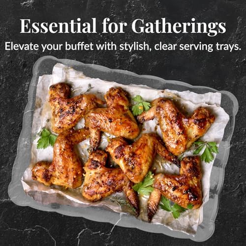 24-Pack Serving Tray - 9x13 Inches Disposable Rectangular Plastic Food Tray for Parties and Events - Clear, alternate view 6