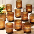 24 Pack Votive Candle Holders, Amber Candle Holders for Fall Table Decor in 2x2.5in in Amber