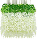 24 Pack Wisteria Hanging Flowers, 3.6 Feet/Pcs White Wisteria Artificial Flowers, Fake Flowers Garland, Hanging